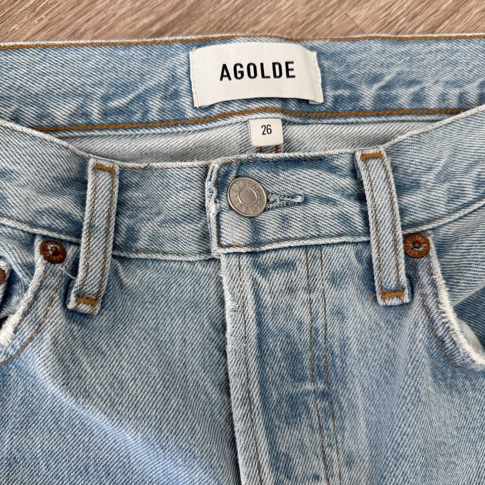 Agolde '90s Ripped Mid Rise Crop Relaxed Straight Leg Jeans - Picture 2 of 8
